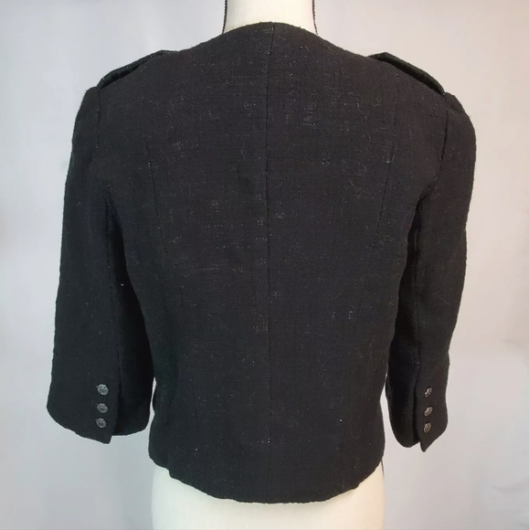 Anthropologie SINE Double-breasted military Jacket DISTRESSED Black wool suit - Picture 4 of 8